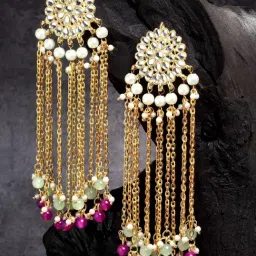 Karatcart Gold-Tone Plated Pink Earrings for Women-picture-30