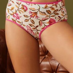 Clovia Off White Cotton Regular Fit Floral Print Panties-picture-20