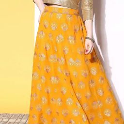 Libas Mustard Printed Skirt-picture-44