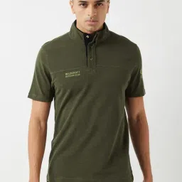 Wildcraft Olive Cotton Regular Fit Texture Henley T-Shirt-image-25