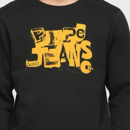 Pepe Jeans Black Regular Fit Graphic Print Cotton Sweatshirt image 4