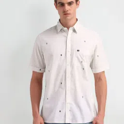 Arrow Sport Off White Cotton Regular Fit Printed Shirt-picture-13