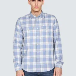 Lee Blue Regular Fit Checks Shirt-picture-33