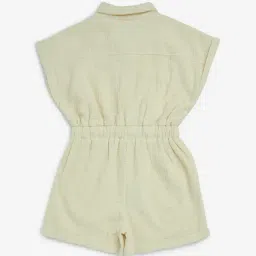 Y&F Kids by Westside Off-White Crinkle-Textured Cotton Playsuit image 2