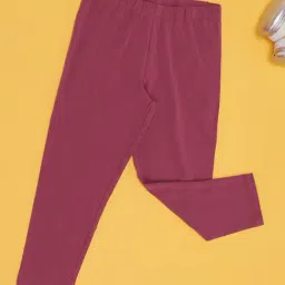 Pantaloons Junior Girls Purple Cotton Leggings-image-69