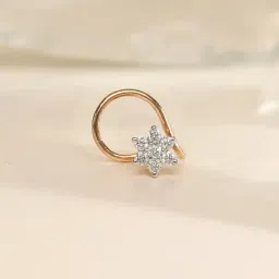 P.N.Gadgil Jewellers 14k (585) Yellow Gold Lumia Star Diamond Nosepin-picture-13