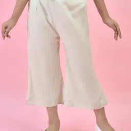 Juniper Girls Light Beige Solid Plazzos-image-12