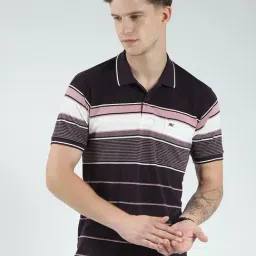 Monte Carlo Brown Regular Fit Striped T-Shirt-image-28