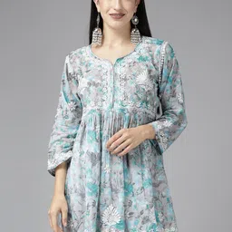 ADA Floral Embroidered Chikankari Kurti-picture-48