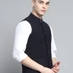 Monte Carlo Mens Solid Navy Band Neck Sleeveless Jacket image 4