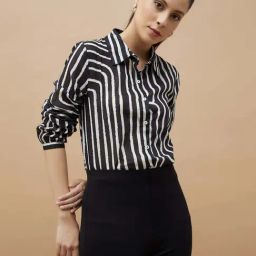 CODE by Lifestyle Black Striped Casual Shirt-picture-45