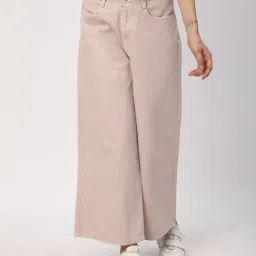 R&B Beige Cotton Relaxed Fit High Rise Jeans-picture-25