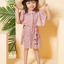 Peppermint Kids Pink Knitted Flared Fit 1 Dress and 1 Inner-image-20