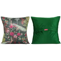 India Circus Multicolor Velvet Peacock & Conifer Cushion Covers - Set of 5 image 2