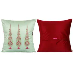 India Circus Multicolor Velvet Peacock & Conifer Cushion Covers - Set of 5 image 4