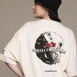 The Roadster Lifestyle Co. Printed Oversized Drop-Shoulder Longline T-shirt-image-24