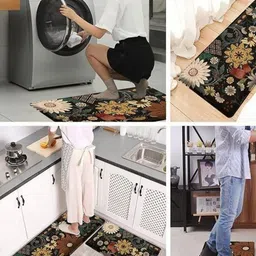 Deoxys 2-Pcs Grey & Brown Printed Anti Skid Mat & Runner image 5