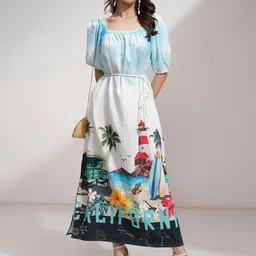 Tokyo Talkies Women Printed Relaxed Maxi Dress-image-76