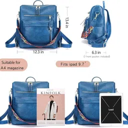 comfabie Women's Fashion Standard Backpack Purses Multipurpose Design Handbags And Shoulder Bag Pu Leather, Vegan Girl'S Travel Casual Collage Standard Backpack With Shoulder Printed Strap image 4