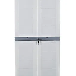 Cello Novelty Big Plastic 2 Door Cupboard, Grey and White-image-1
