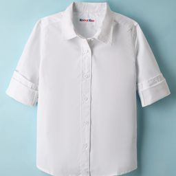 kookie kids india Kookie Kids Woven Full Sleeves Solid Party Shirt - White-picture-47