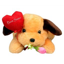 Tickles Cute Dog with Best Sister Soft Stuffed Plush Animal Toy for Boys & Girls Raksha Bandhan (Color: Brown Size: Length 25 cm)-picture-23