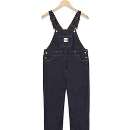 Olele Denim Woven Sleeveless Nd Text Patch Detailed Dungaree - Blue-image-15