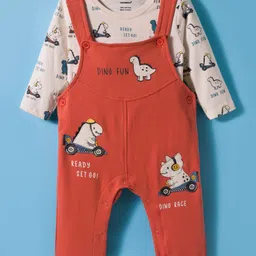 CUCUMBER Single Jersey Knit Full Sleeves Romper With Animal Print - Coral-picture-23