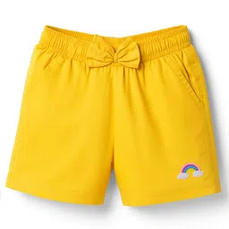 kookie kids india Kookie Kids Cotton Woven Shorts With Rainbow Embroidery - Yellow-picture-12