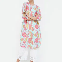 Melange by Lifestyle Women Floral Printed Flared Sleeves Thread Work Kurta image 1
