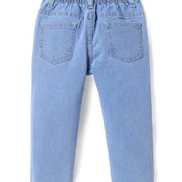 Babyhug Full Length Washed Denim Jeans with Stretch - Light Blue image 2