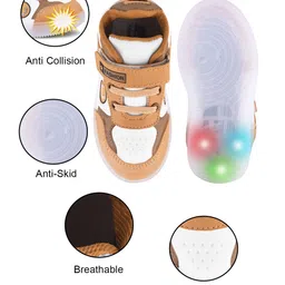 KATS Colour Blocked LED Shoes With Velcro Closure - Beige image 3