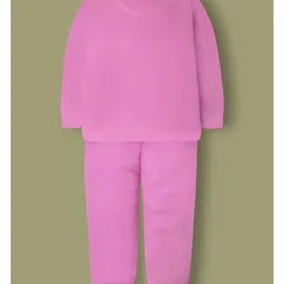 Cherry Crumble By Nitt Hyman Knit Full Sleeves Animals & Tree Patch Detailed Winter Night Suit Set - Pink image 3
