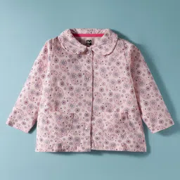 Evimo Single Jersey Full Sleeves Co-ords Night Suit With Floral Print - Pink image 2