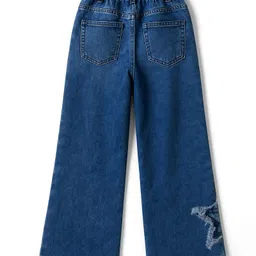 arias by lara dutta Arias Cotton Woven Full Length Stretchable Dark Washed Jeans With Star Applique - Navy Blue image 2