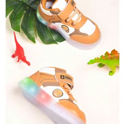 KATS Colour Blocked LED Shoes With Velcro Closure - Beige image 4
