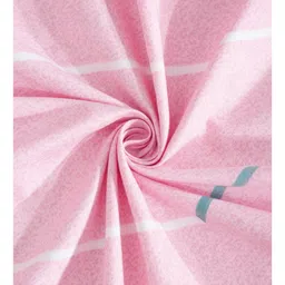 Klotthe Multi Striped 300 TC Cotton Blend Fitted Double Bedsheet with 2 Pillow Covers image 4