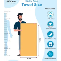 Athom Living Popcorn Textured Solid Bath Towel Pack Of 3 - Yellow & Blue Brown image 5