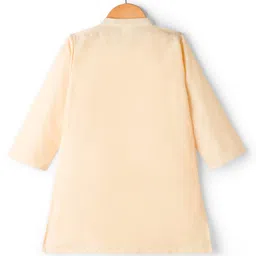 Babyhug Woven Full Sleeves Solid Kurta Payjama Set with Foil Floral & Elephant Printed Nehru Jacket - Maroon image 5