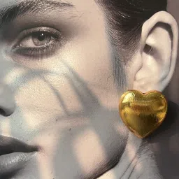 D MAK Gold-Plated Heart Shaped Studs image 2