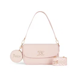 juicy couture accessories Juicy Couture Pink Solid Pu Handheld Bag with Detachable Coin Pouch and Stra-picture-26