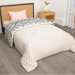 Story@Home Blanket Single Bed-Comforter-Duvet, 1 Fusion Reversible Single Comforter (Cream & Blue)-picture-38