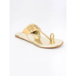 NR BY NIDHI RATHI Embellished Gold Kolhapuris image 1