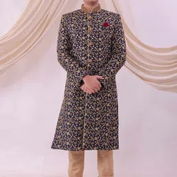 Desibutik Embroidered Mandarin Collar Sherwani image 2