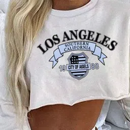 StyleCast x Revolte Women Typography Printed Round Neck Crop Pullover image 4