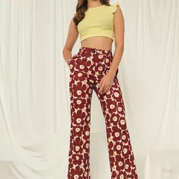 BAESD Women Ethnic Motifs Printed Regular Fit Parallel Trousers image 2