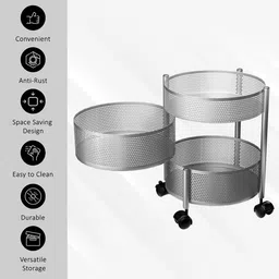 Kuber Industries 2+1 Layer Kitchen Metal Storage Rack with Wheels image 4