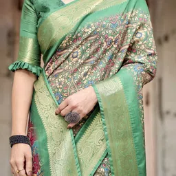 ALMAARI FASHION Ethnic Motifs Zari Pure Silk Kanjeevaram Saree image 4