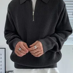 StyleCast Men Cable Knit Shirt Collar Pullover Sweaters-image-1