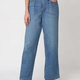 Kraus Jeans Women Wide Leg High-Rise Low Distress Light Fade Jeans-picture-21